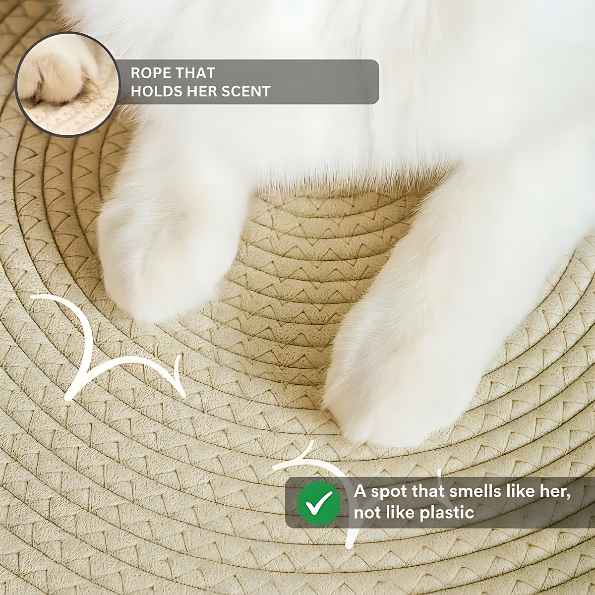 Instinct Basket | Handwoven Natural Rope Territory for Indoor Cats
