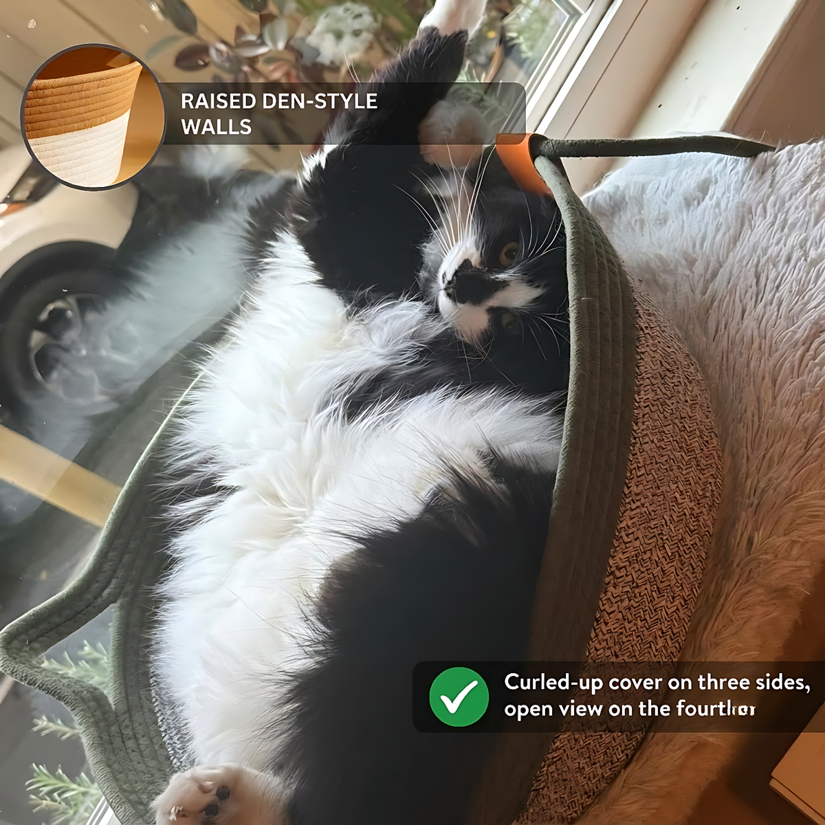 Instinct Basket | Handwoven Natural Rope Territory for Indoor Cats