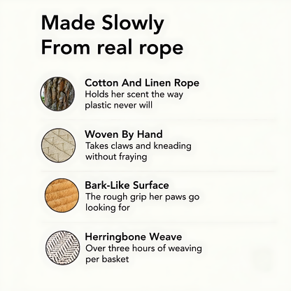 Instinct Basket | Handwoven Natural Rope Territory for Indoor Cats